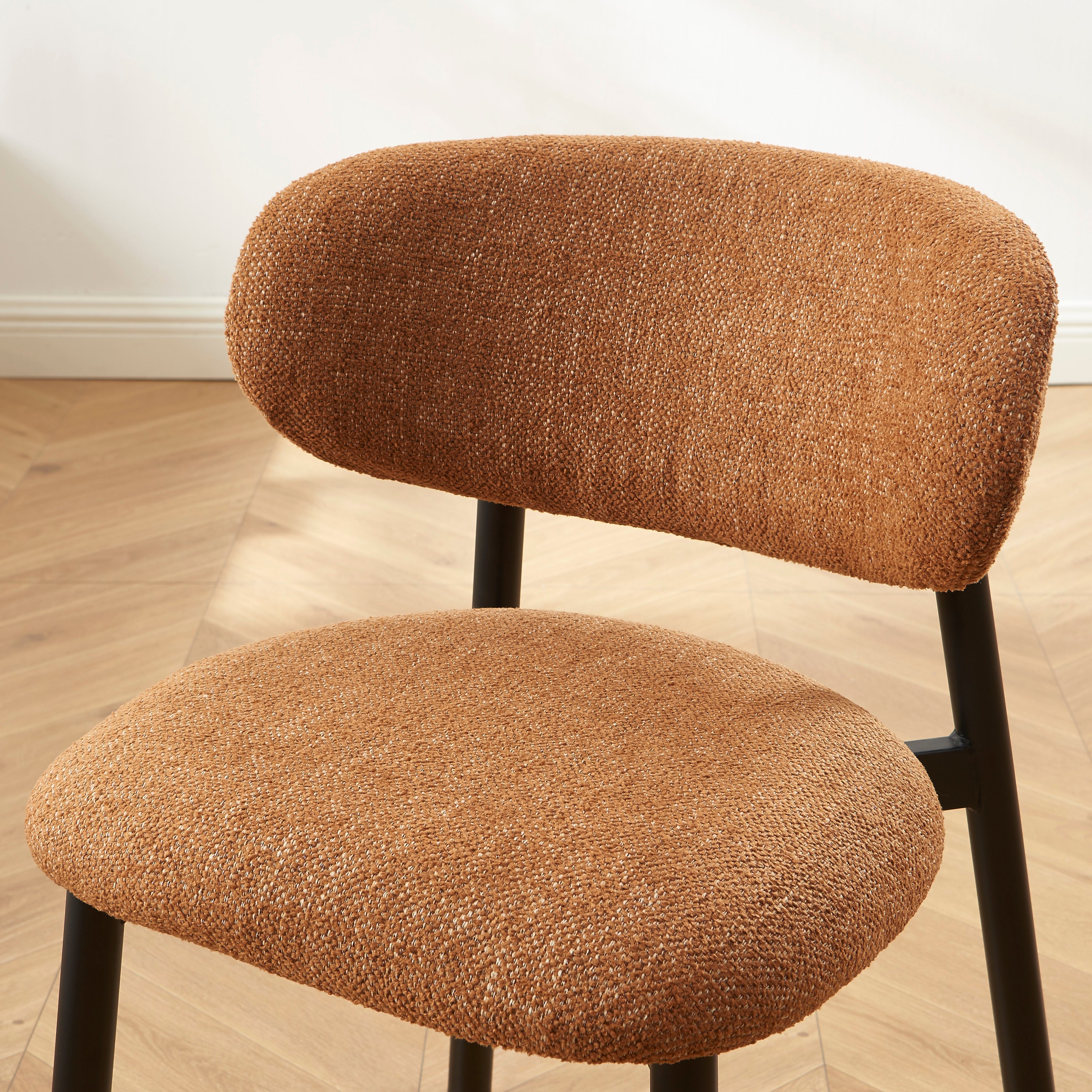 Ciara - Chairs - Bouclette - Terracotta And Black Metal Legs