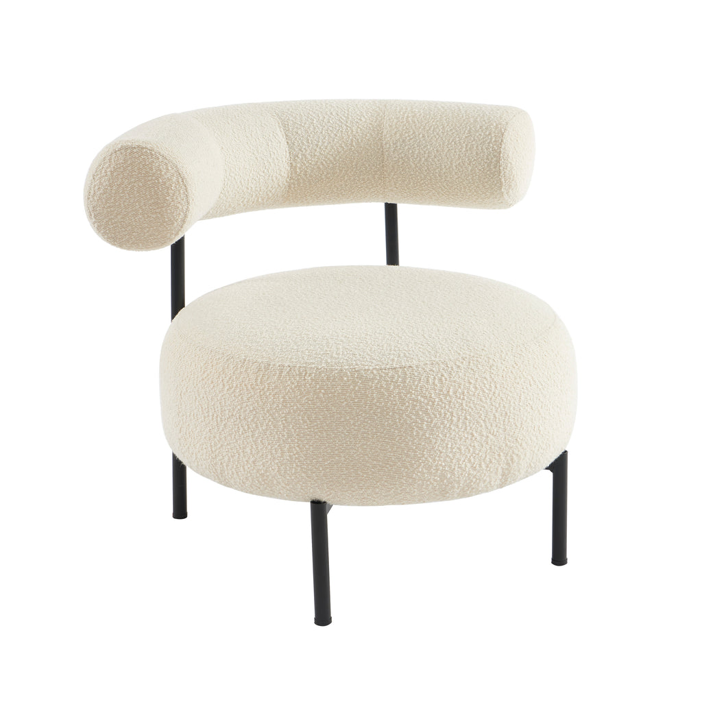 Farel - Chairs - Ecru Bouclette And Metal Legs - Black