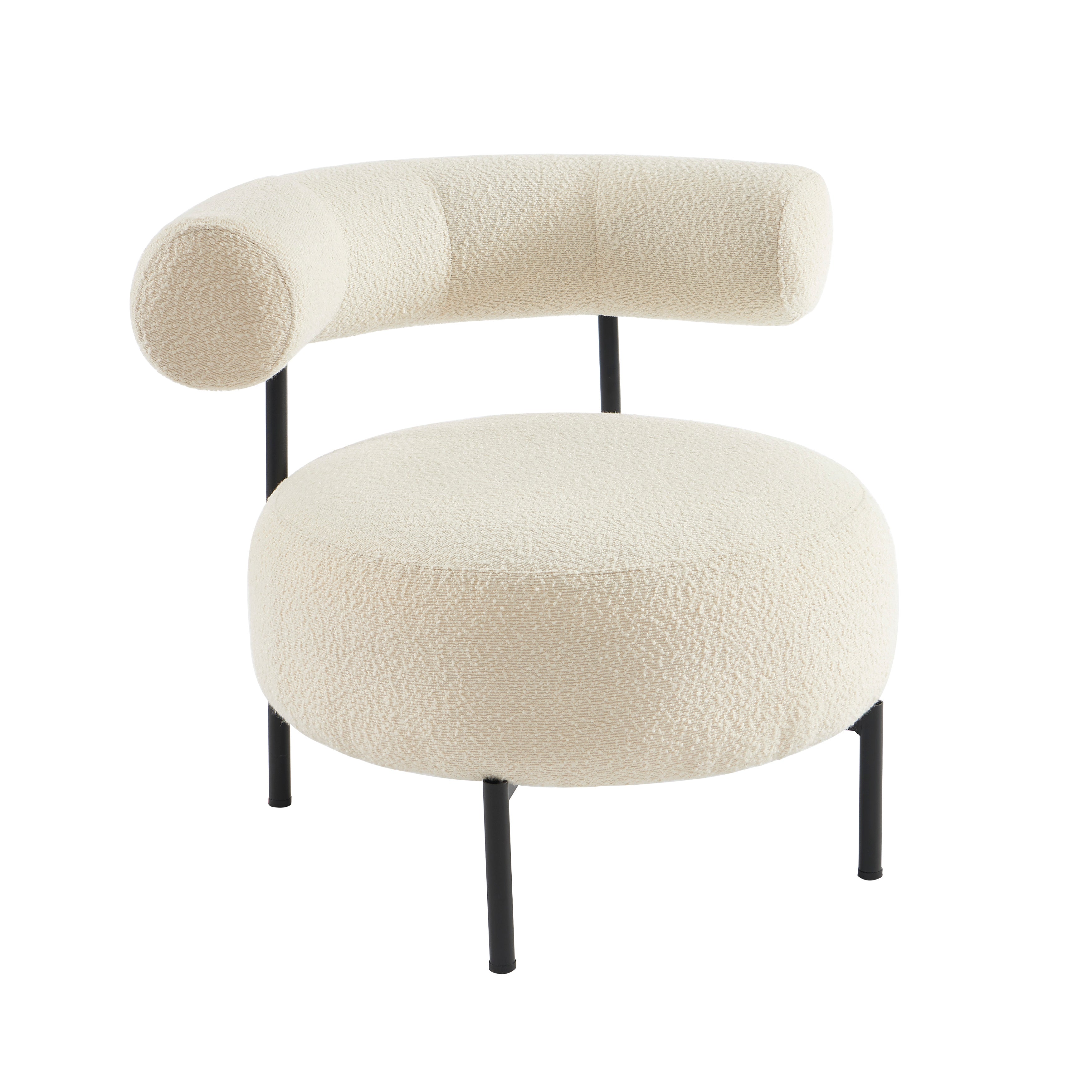Farel - Chairs - Ecru Bouclette And Metal Legs - Black
