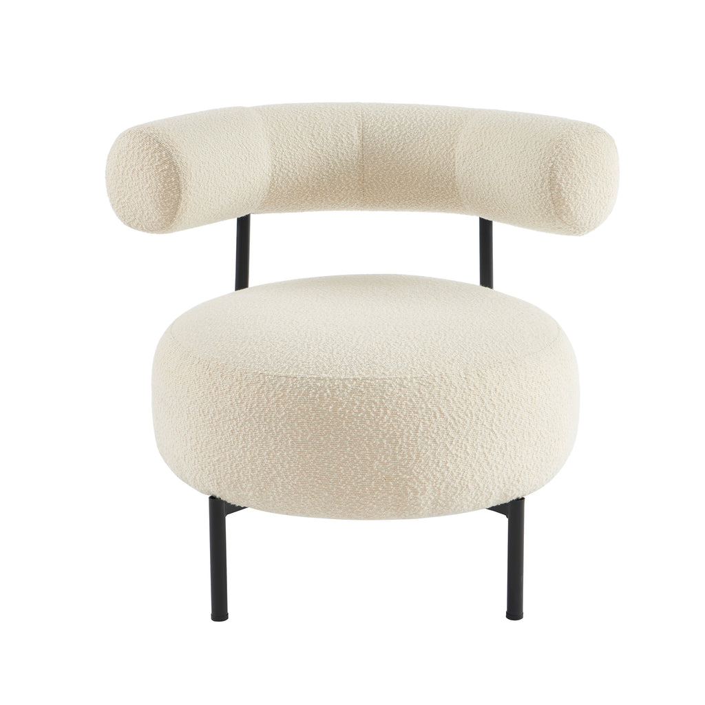 Farel - Chairs - Ecru Bouclette And Metal Legs - Black