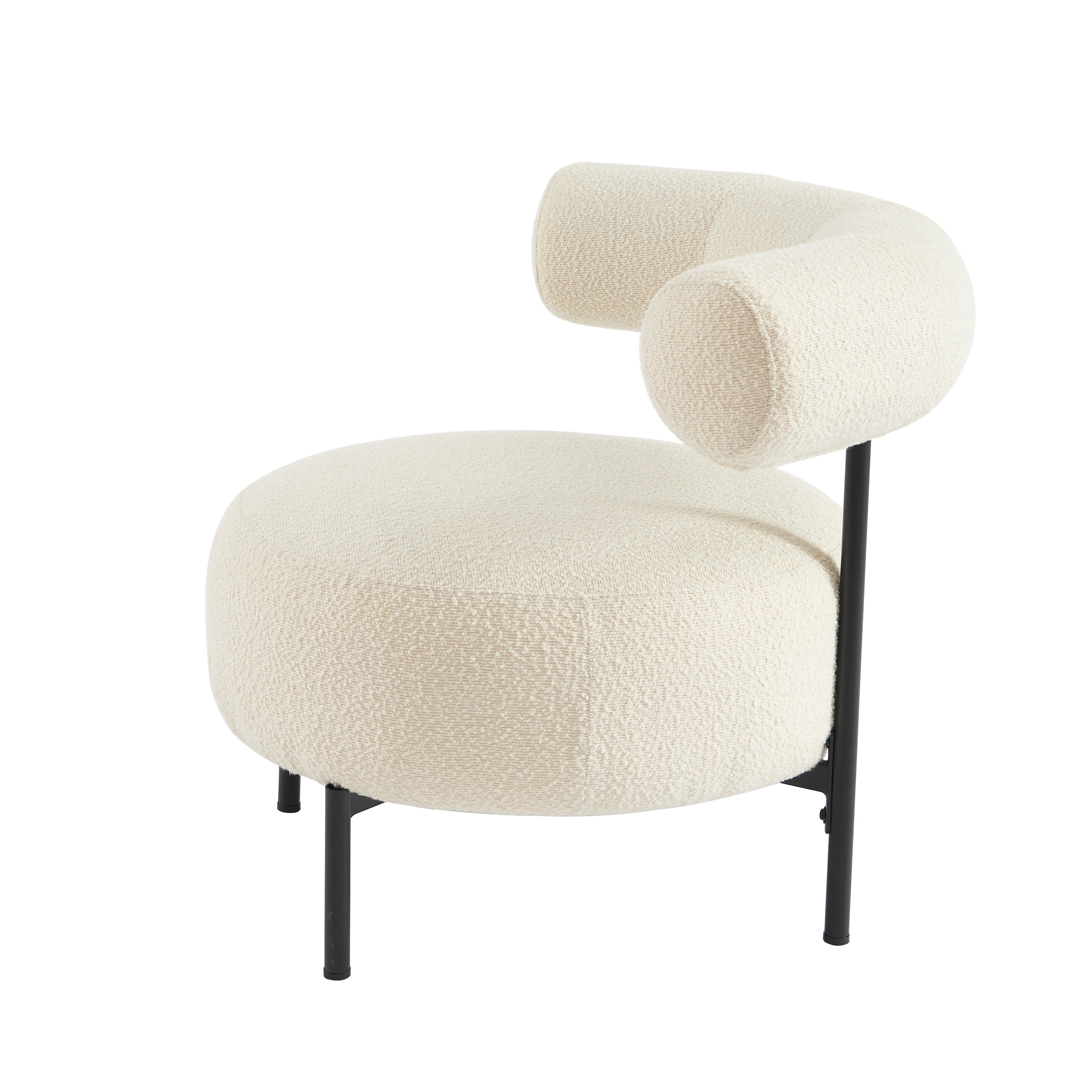 Farel - Chairs - Ecru Bouclette And Metal Legs - Black
