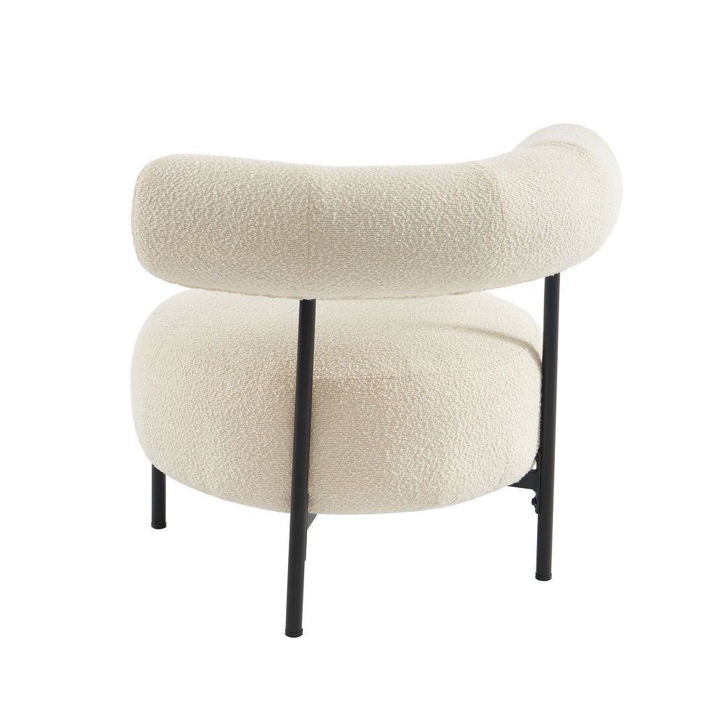 Farel - Chairs - Ecru Bouclette And Metal Legs - Black