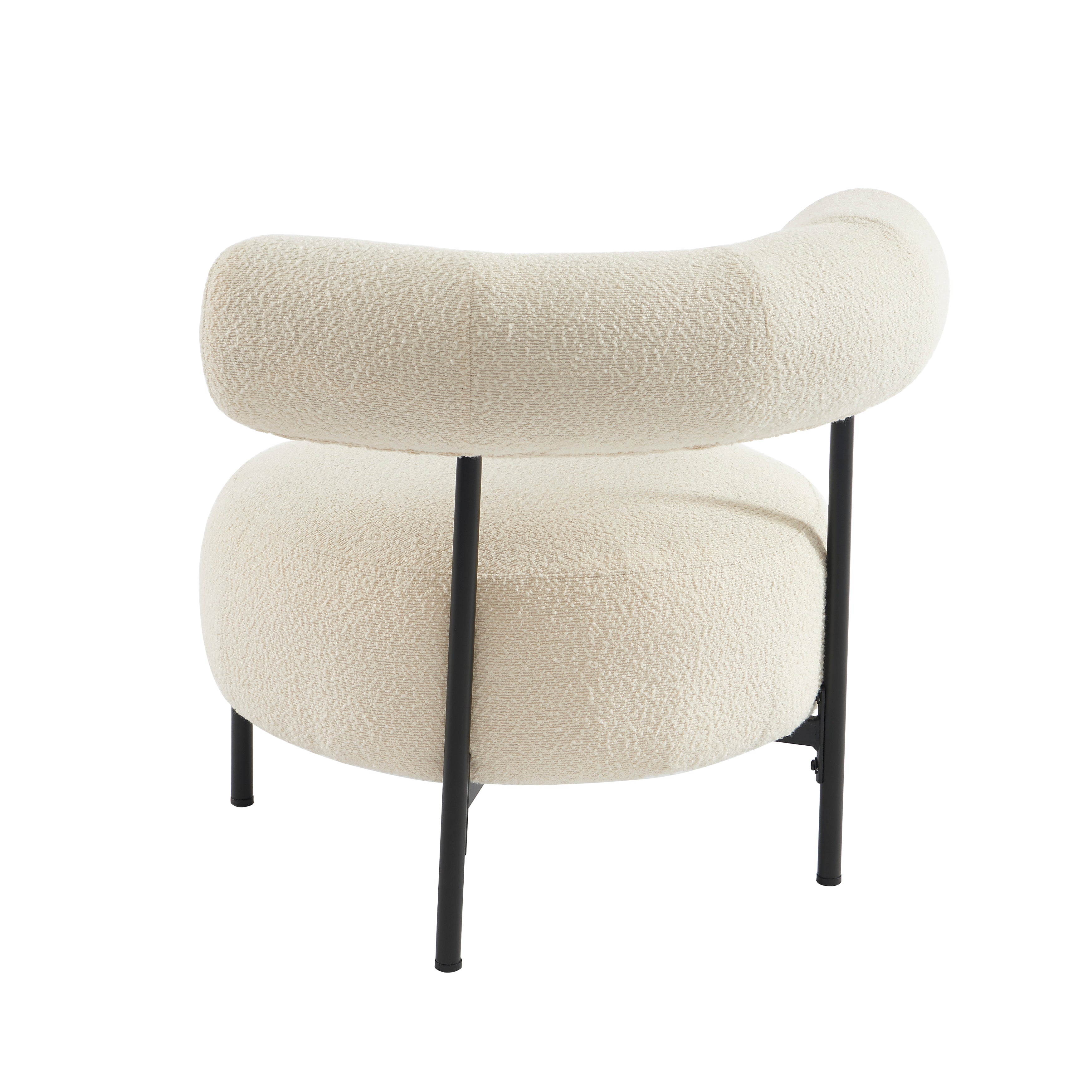 Farel - Chairs - Ecru Bouclette And Metal Legs - Black
