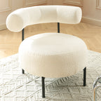 Farel - Chairs - Ecru Bouclette And Metal Legs - Black