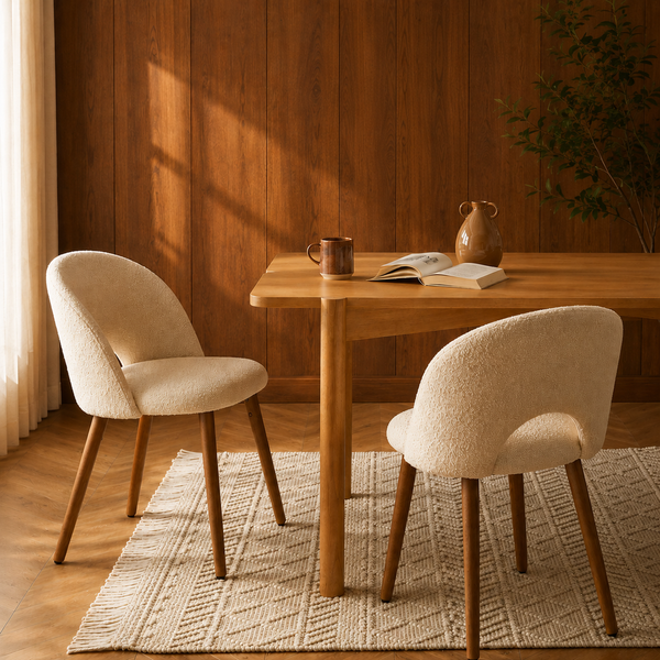 Simone - Lot De 2 Chaises - Bouclette - Blanc Cassé