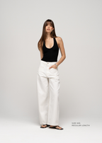 Jean Ava Mid-Waist Barrel - White