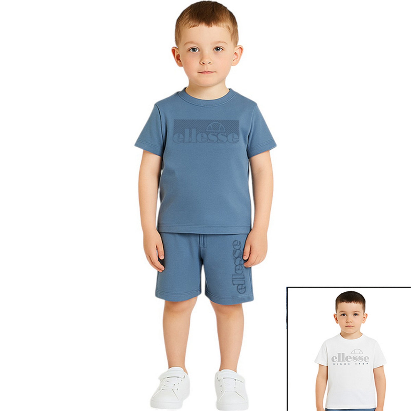 Pack of 2 Ellesse Boys' T-Shirts and Shorts - Blue/White