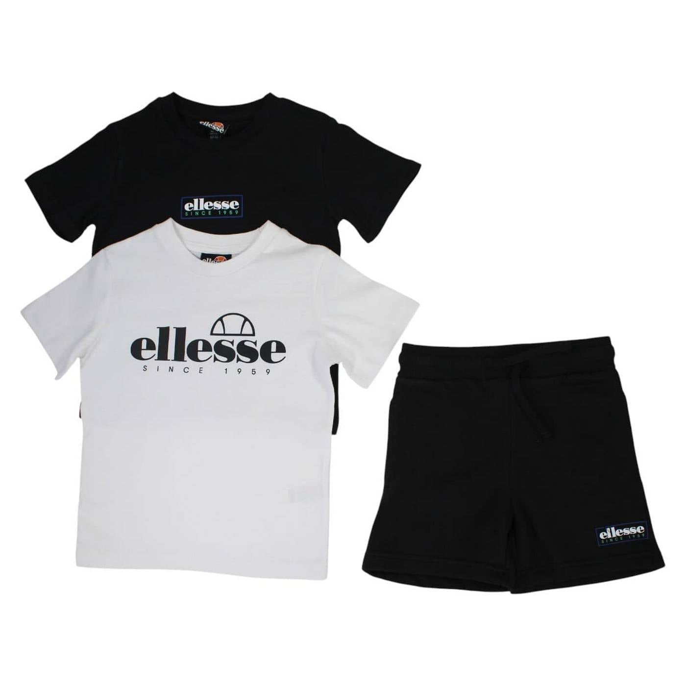 Pack of 2 Ellesse Boys' T-Shirts and Shorts - Black/White