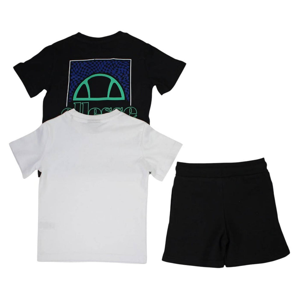 Pack of 2 Ellesse Boys' T-Shirts and Shorts - Black/White