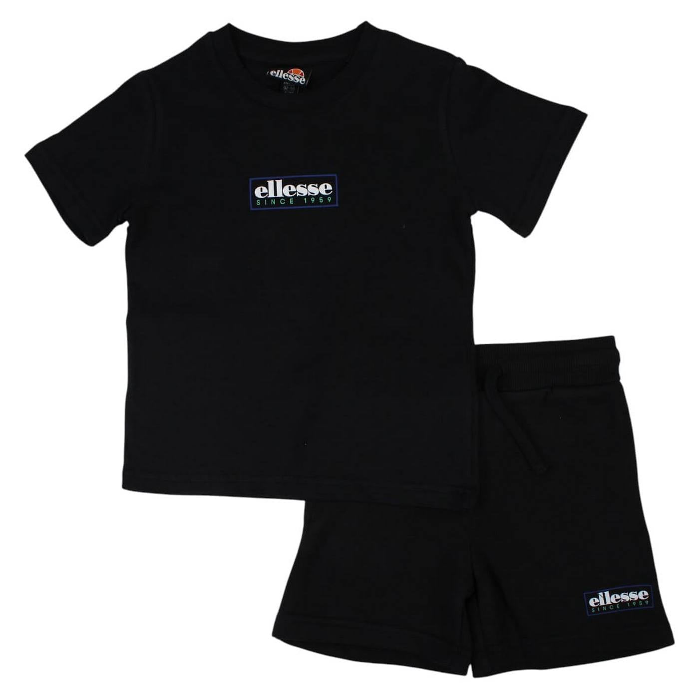 Pack of 2 Ellesse Boys' T-Shirts and Shorts - Black/White