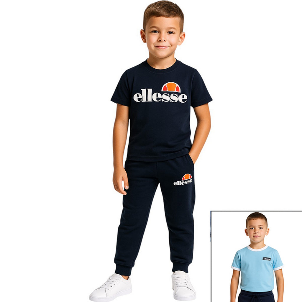 Pack of 2 Ellesse Boys' T-Shirts and Jogging Pants - Navy/Blue