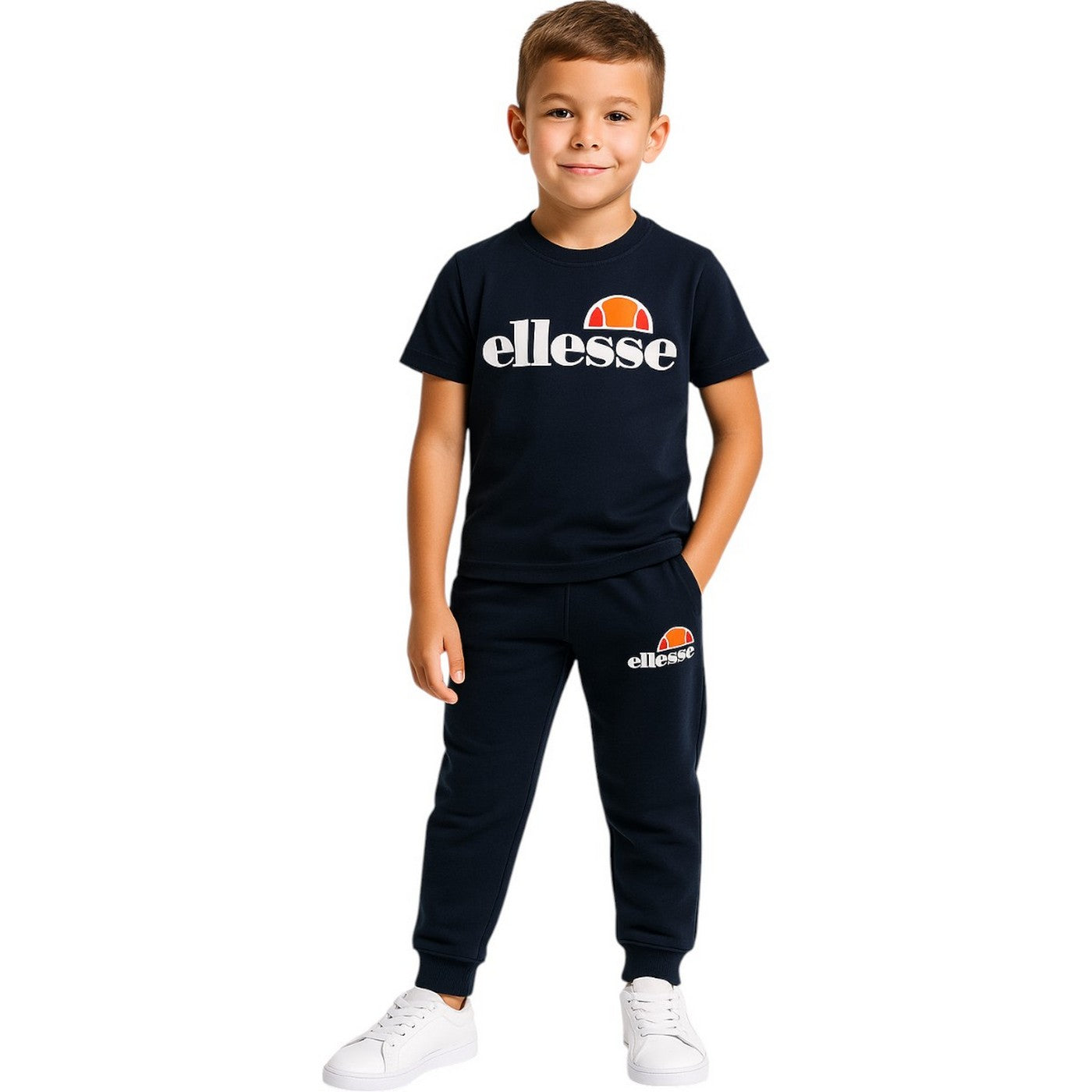 Pack of 2 Ellesse Boys' T-Shirts and Jogging Pants - Navy/Blue