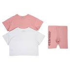 Pack de 2 camisetas y culottes ciclistas Ellesse niña blanco/rosa