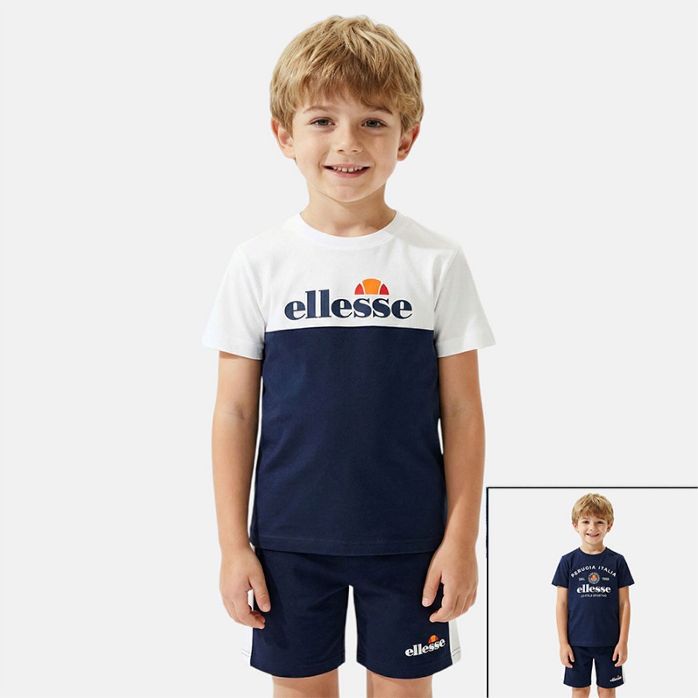 Pack of 2 Ellesse Boys' T-Shirts and Shorts - Navy