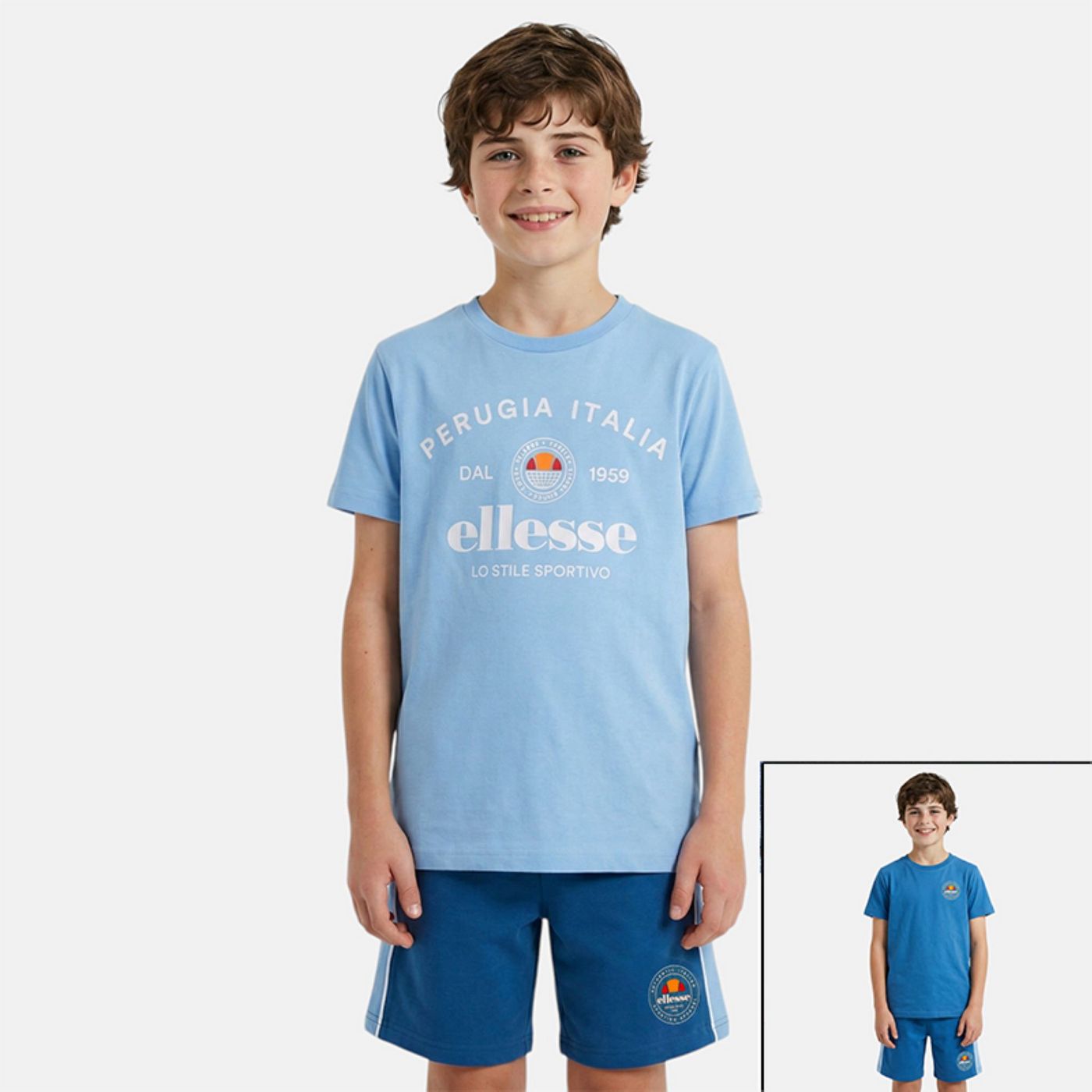 Pack of 2 Ellesse Boys' T-Shirts and Shorts - Blue/Navy