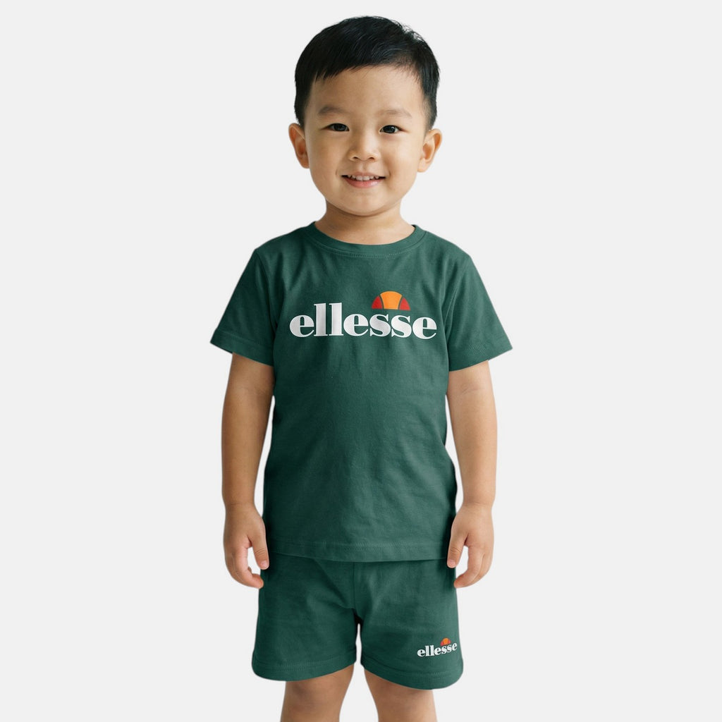 Pack de 2 Camisetas y Pantalones Cortos Ellesse Niño Blanco/Verde