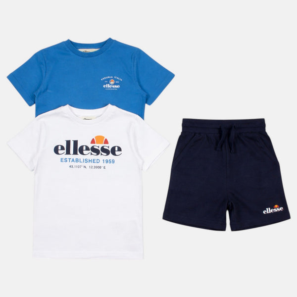 Pack de 2 Camisetas y Pantalones Cortos Ellesse Niño Azul/Azul Marino
