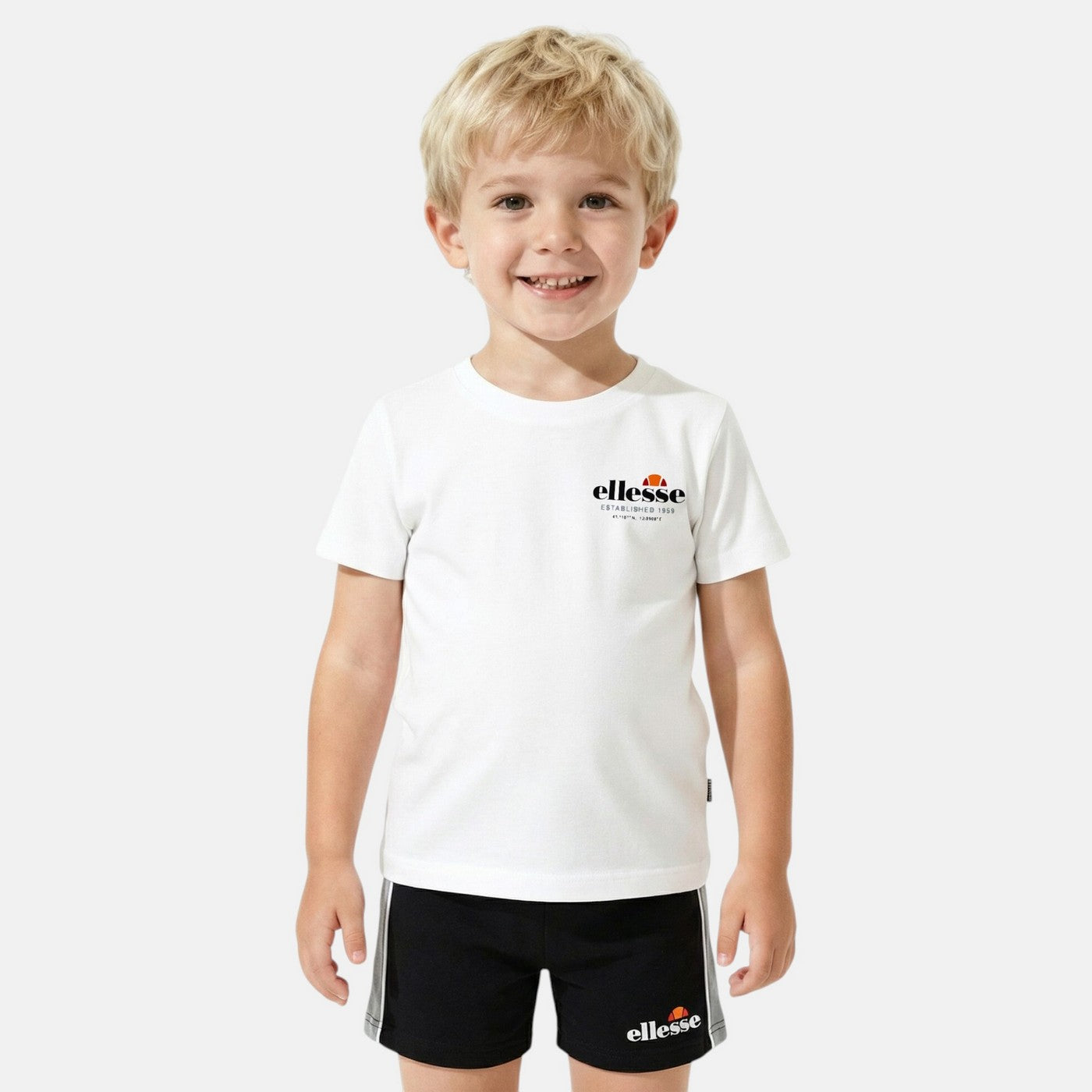 Pack de 2 Camisetas y Pantalones Cortos Ellesse Niño Gris/Blanco
