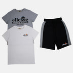 Pack de 2 Camisetas y Pantalones Cortos Ellesse Niño Gris/Blanco