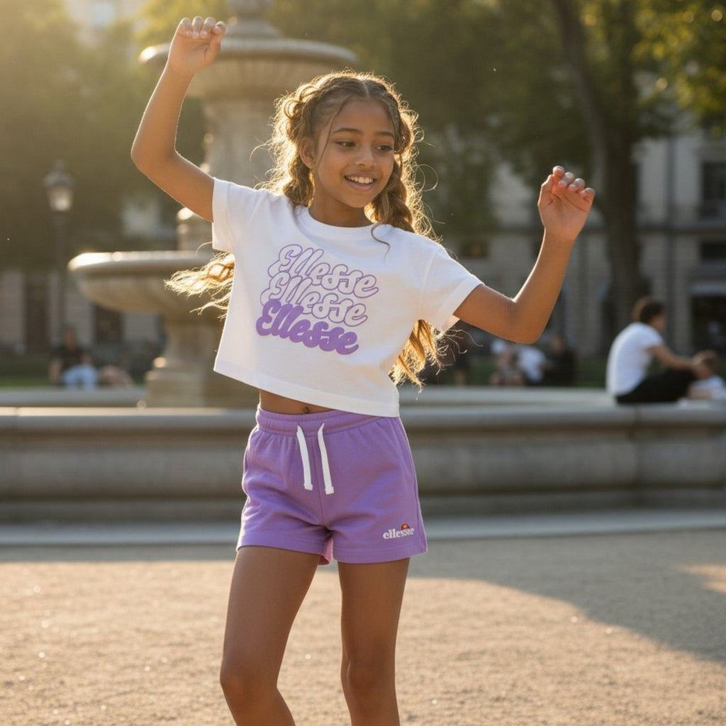 Pack De 2 T-Shirts Et Short Ellesse Fille - Violet/Blanc
