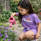 Pack Of 2 Ellesse Girls' T-Shirts And Shorts - Purple/White
