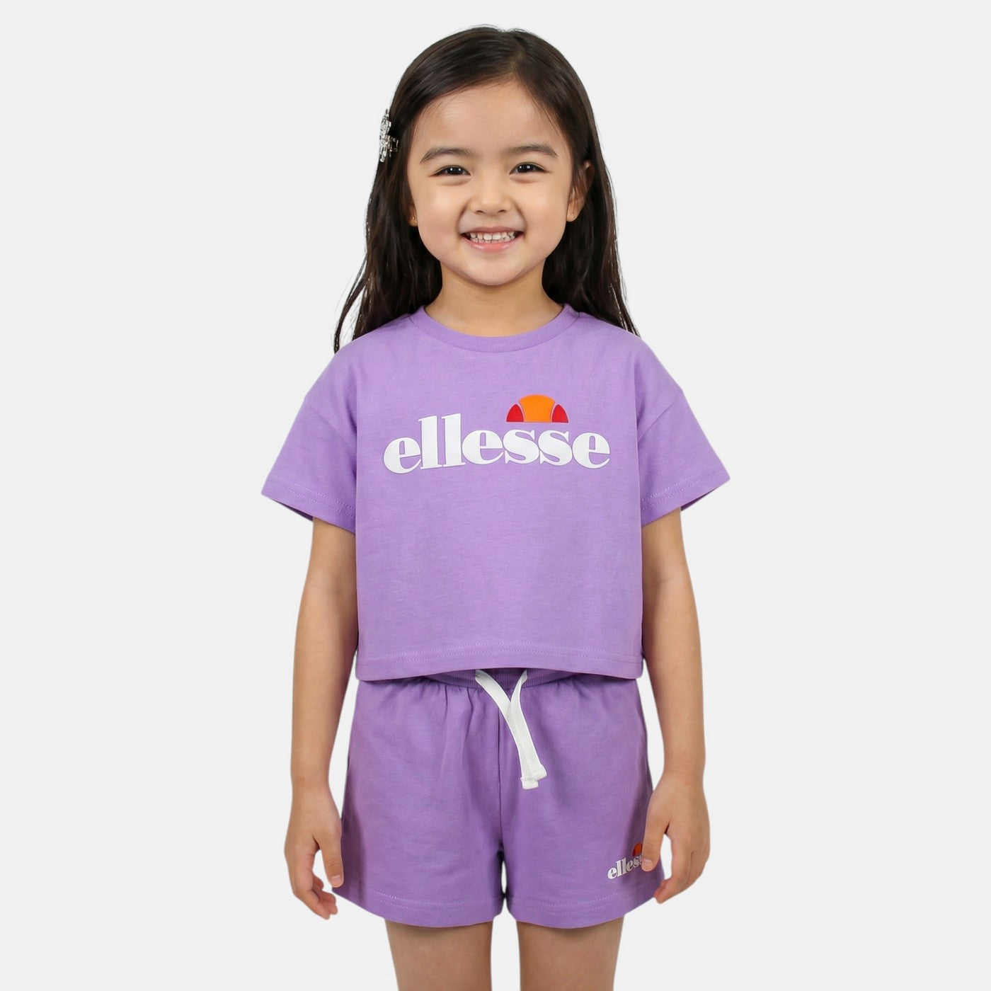 Pack Of 2 Ellesse Girls' T-Shirts And Shorts - Purple/White