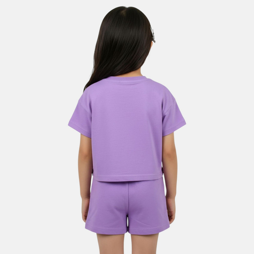 Pack Of 2 Ellesse Girls' T-Shirts And Shorts - Purple/White