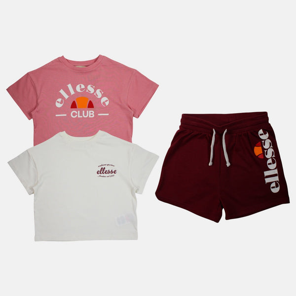 Pack de 2 camisetas y pantalones cortos Ellesse Niña - Rosa/Blanco