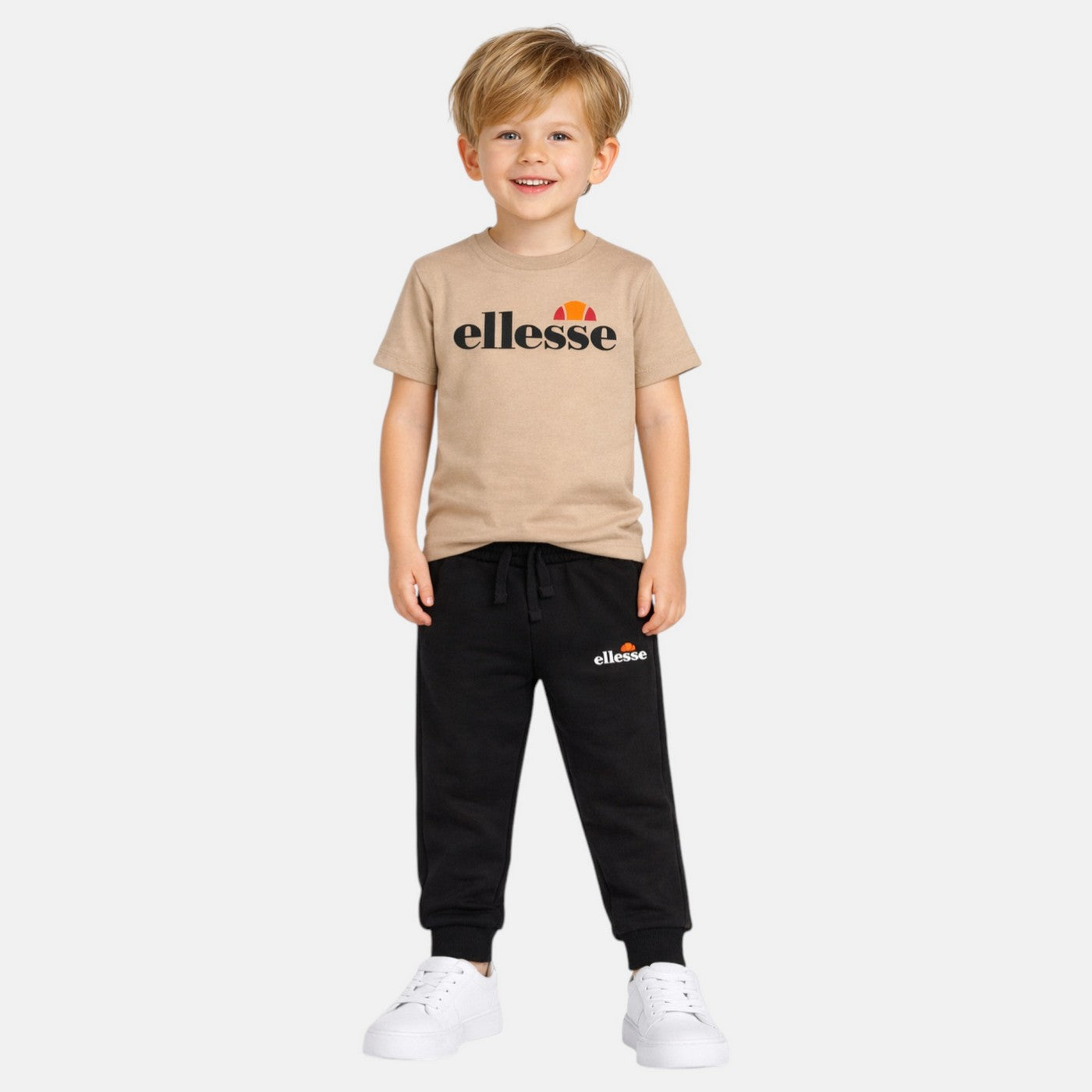Pack of 2 Ellesse Boys' T-Shirts and Jogging Pants - Black/Beige