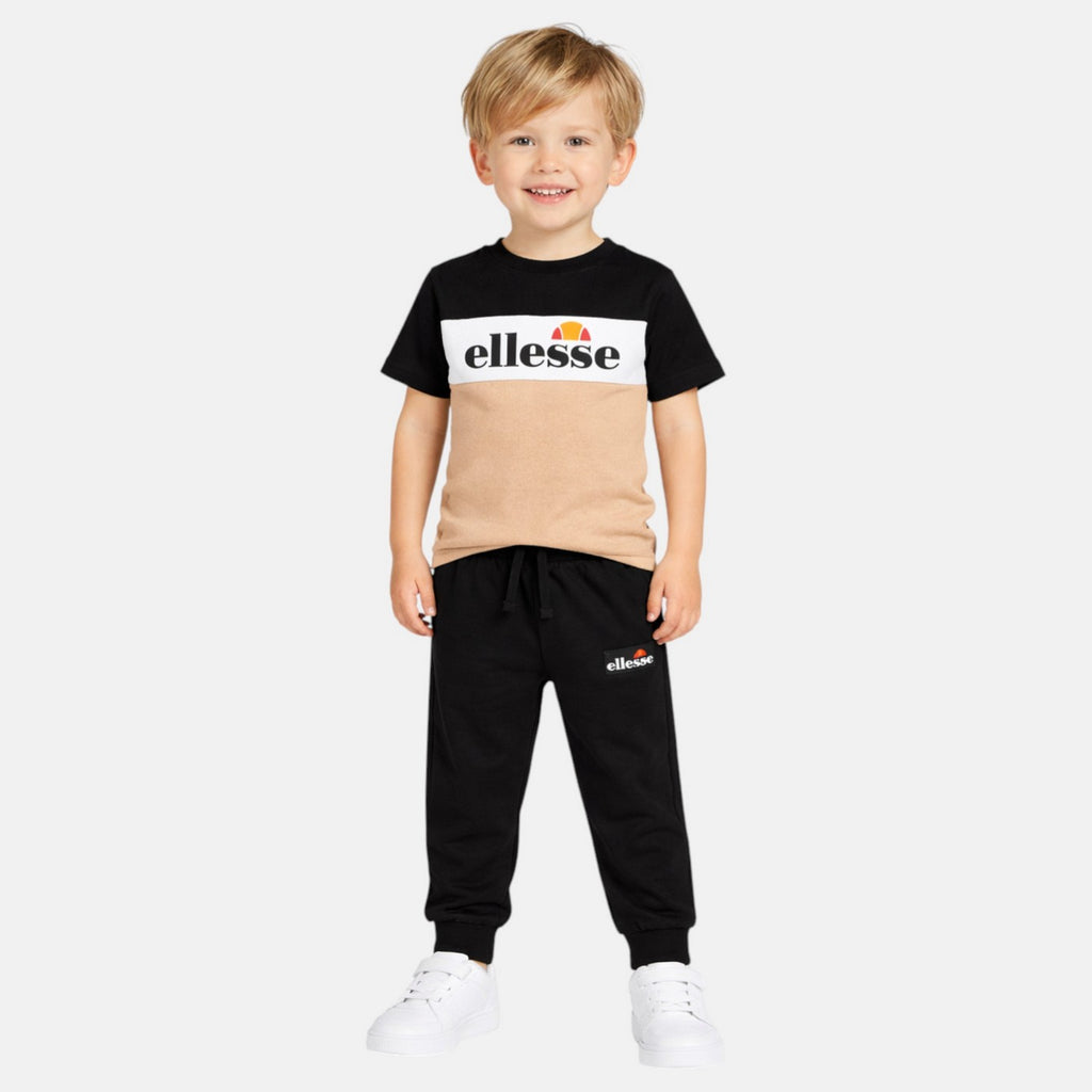 Pack of 2 Ellesse Boys' T-Shirts and Jogging Pants - Black/Beige