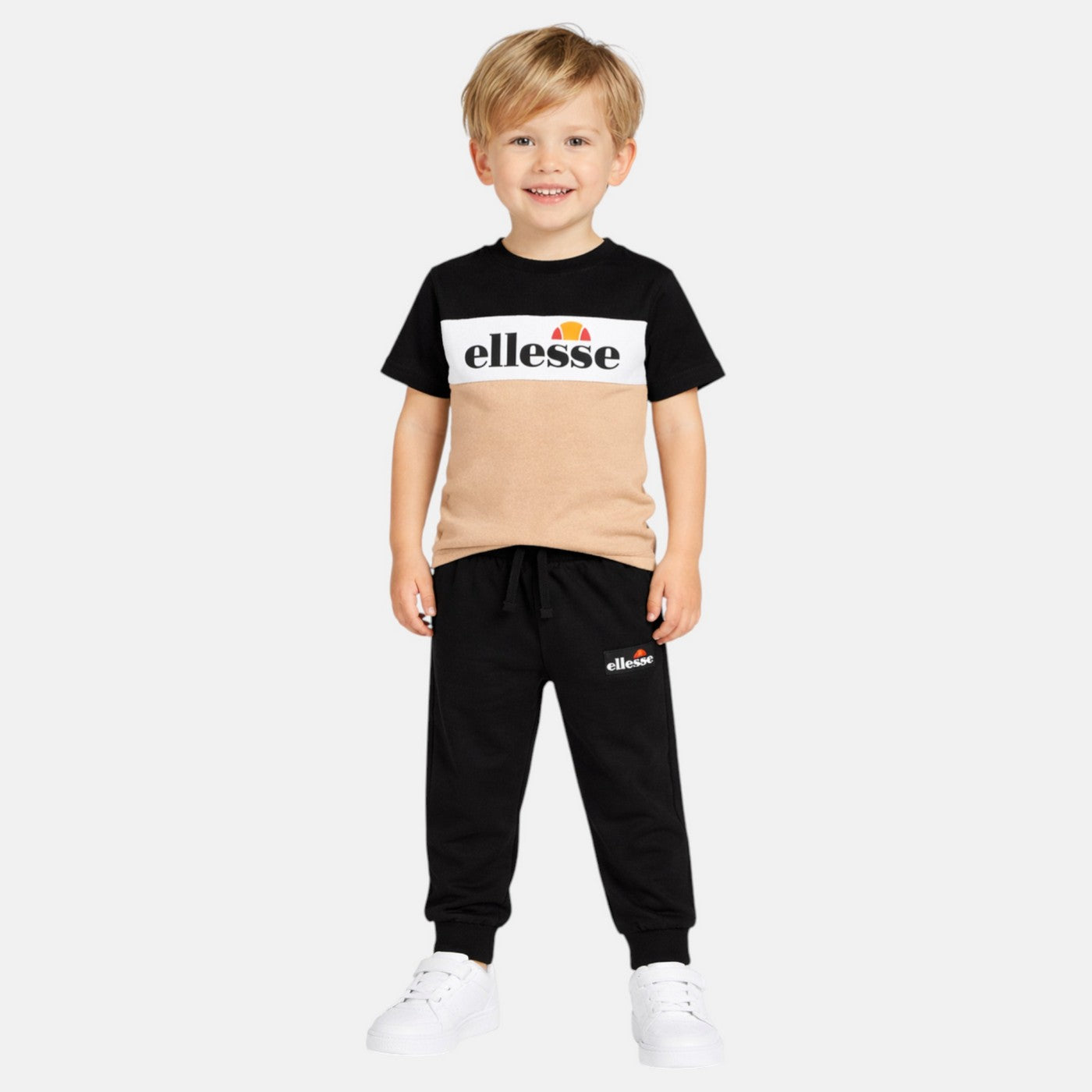 Pack of 2 Ellesse Boys' T-Shirts and Jogging Pants - Black/Beige