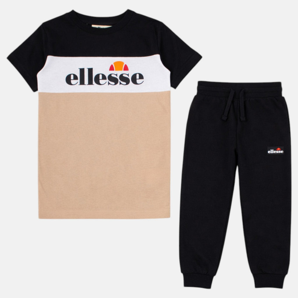 Pack of 2 Ellesse Boys' T-Shirts and Jogging Pants - Black/Beige