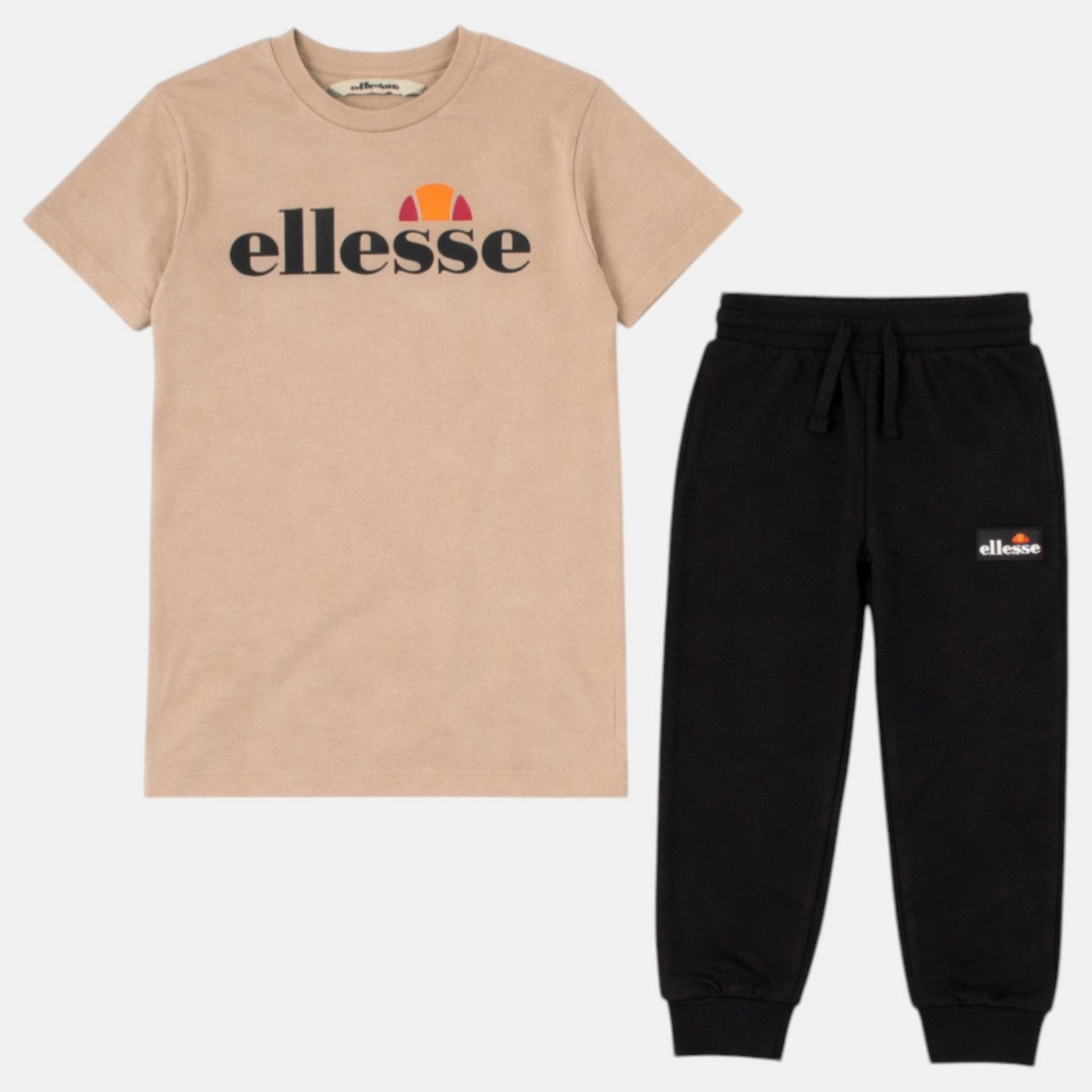 Pack of 2 Ellesse Boys' T-Shirts and Jogging Pants - Black/Beige