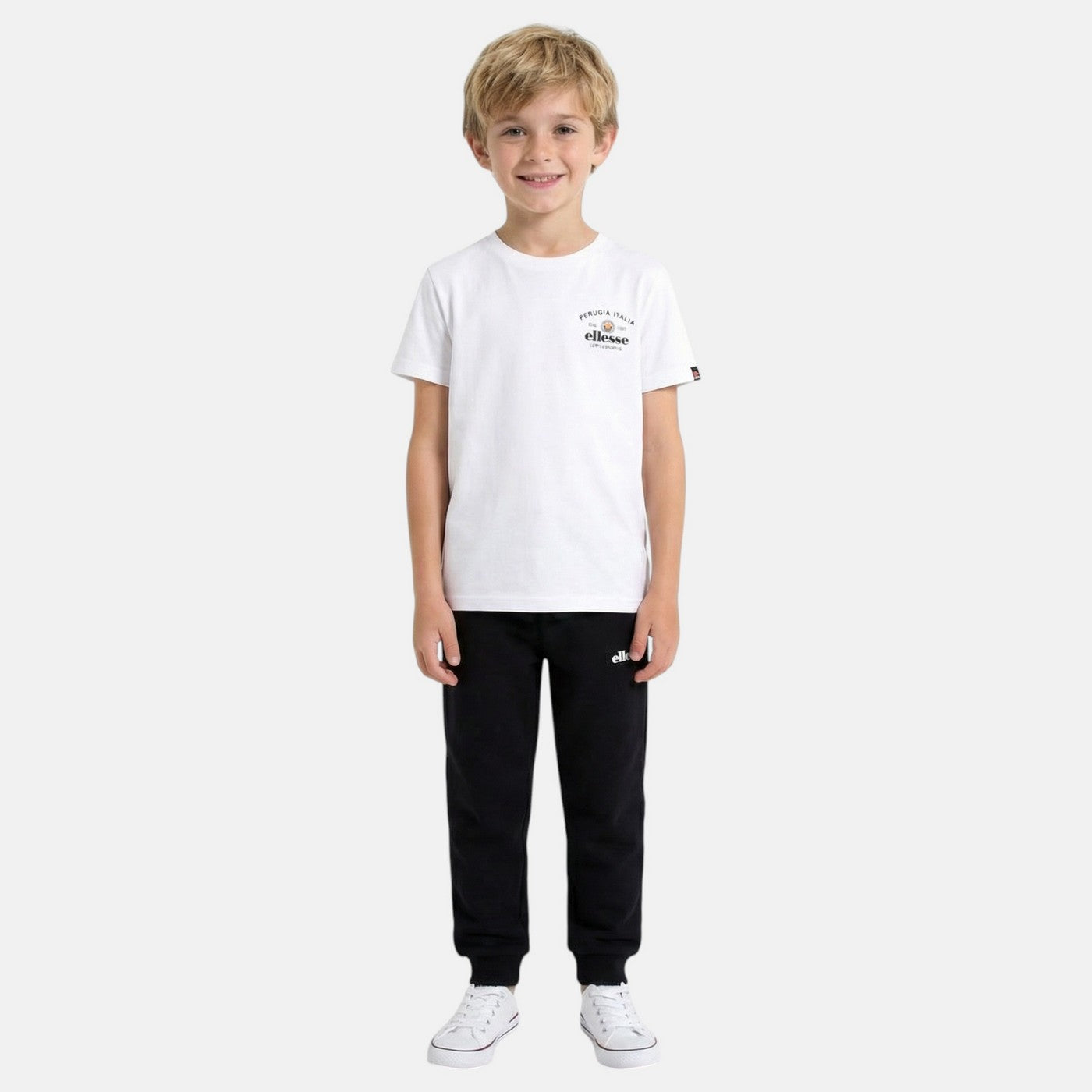 Pack de 2 Camisetas y Pantalones de Chándal Ellesse Niño Blanco/Azul Marino