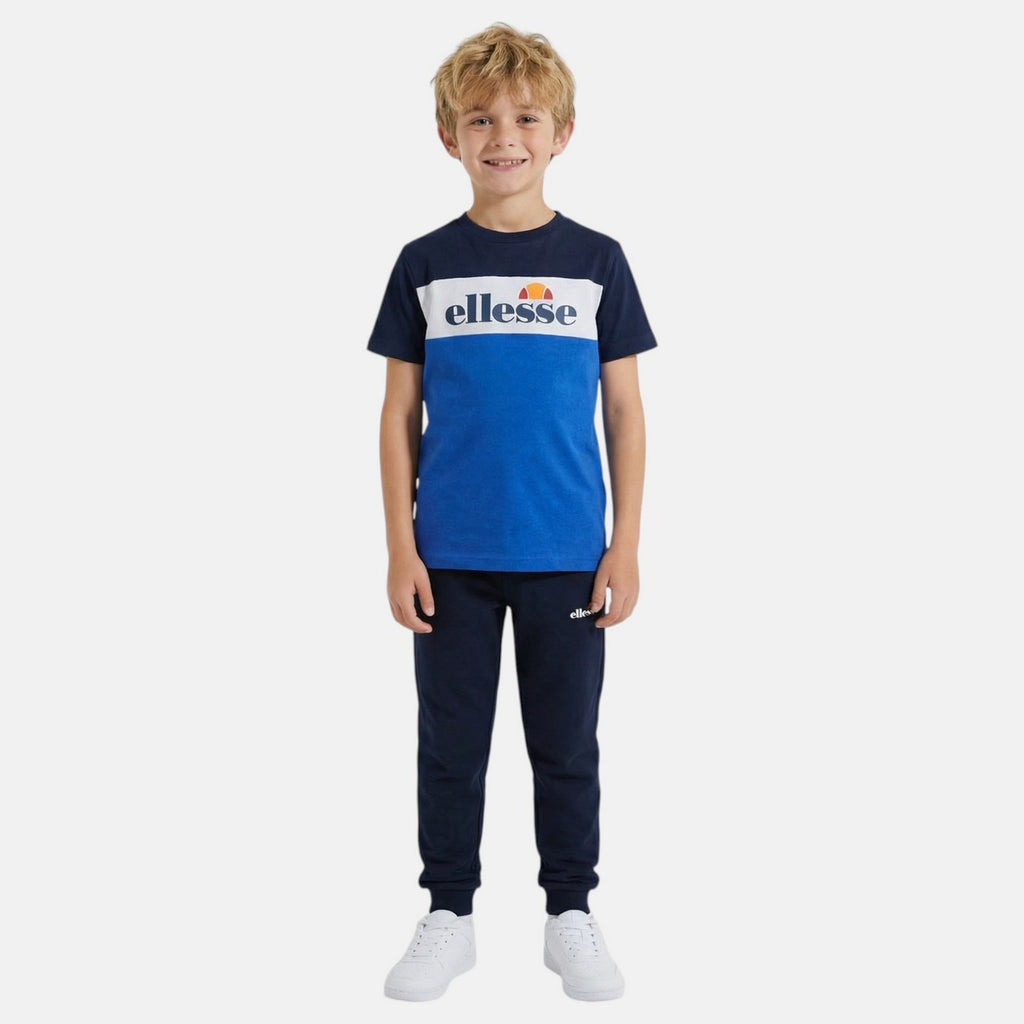 Pack de 2 Camisetas y Pantalones de Chándal Ellesse Niño Blanco/Azul Marino