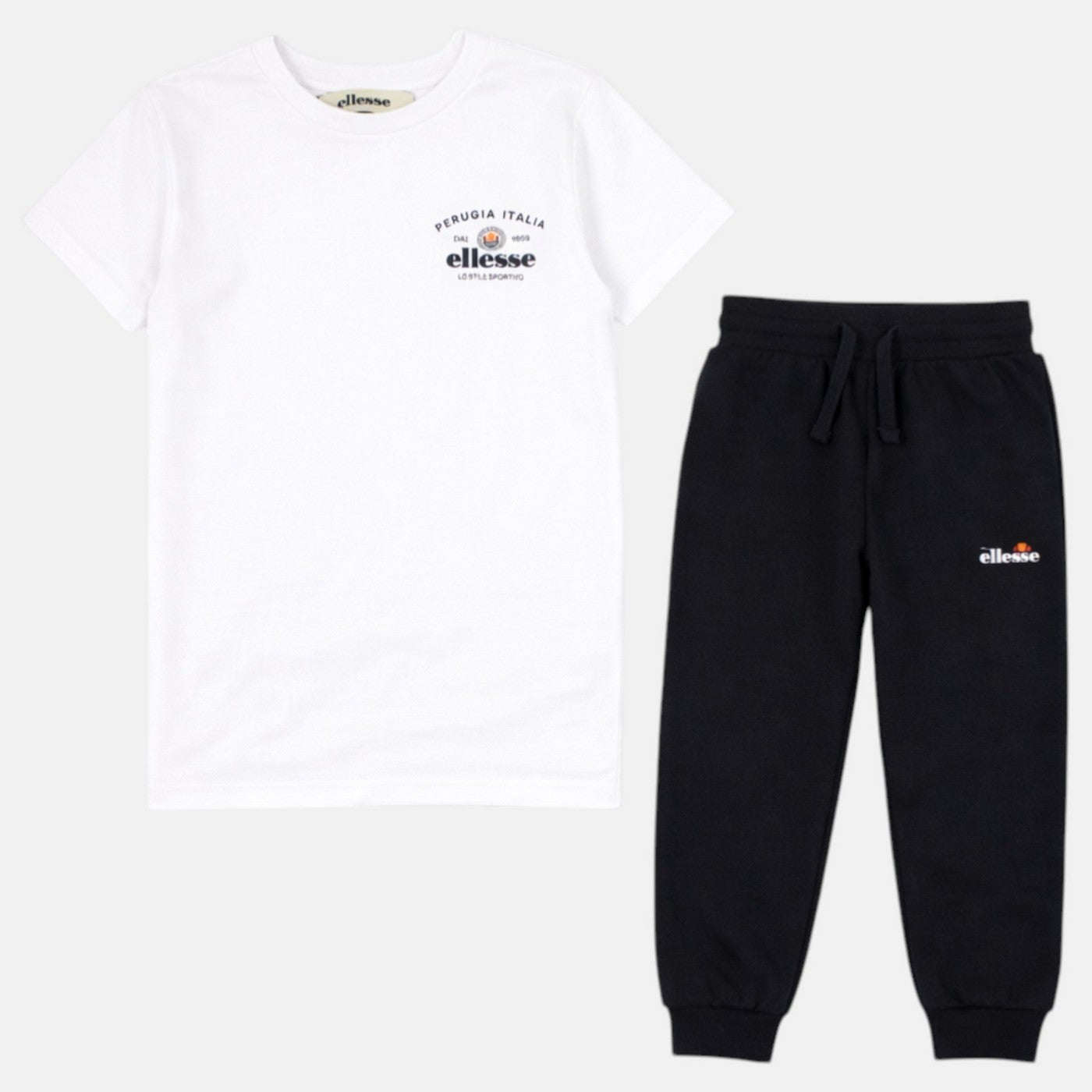 Pack de 2 Camisetas y Pantalones de Chándal Ellesse Niño Blanco/Azul Marino