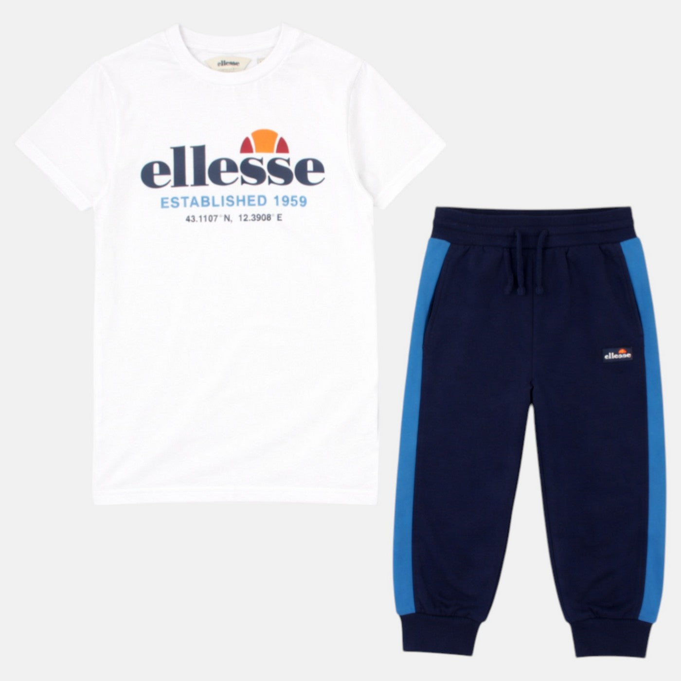 Pack de 2 Camisetas y Pantalones de Chándal Ellesse Niño - Azul Marino/Blanco
