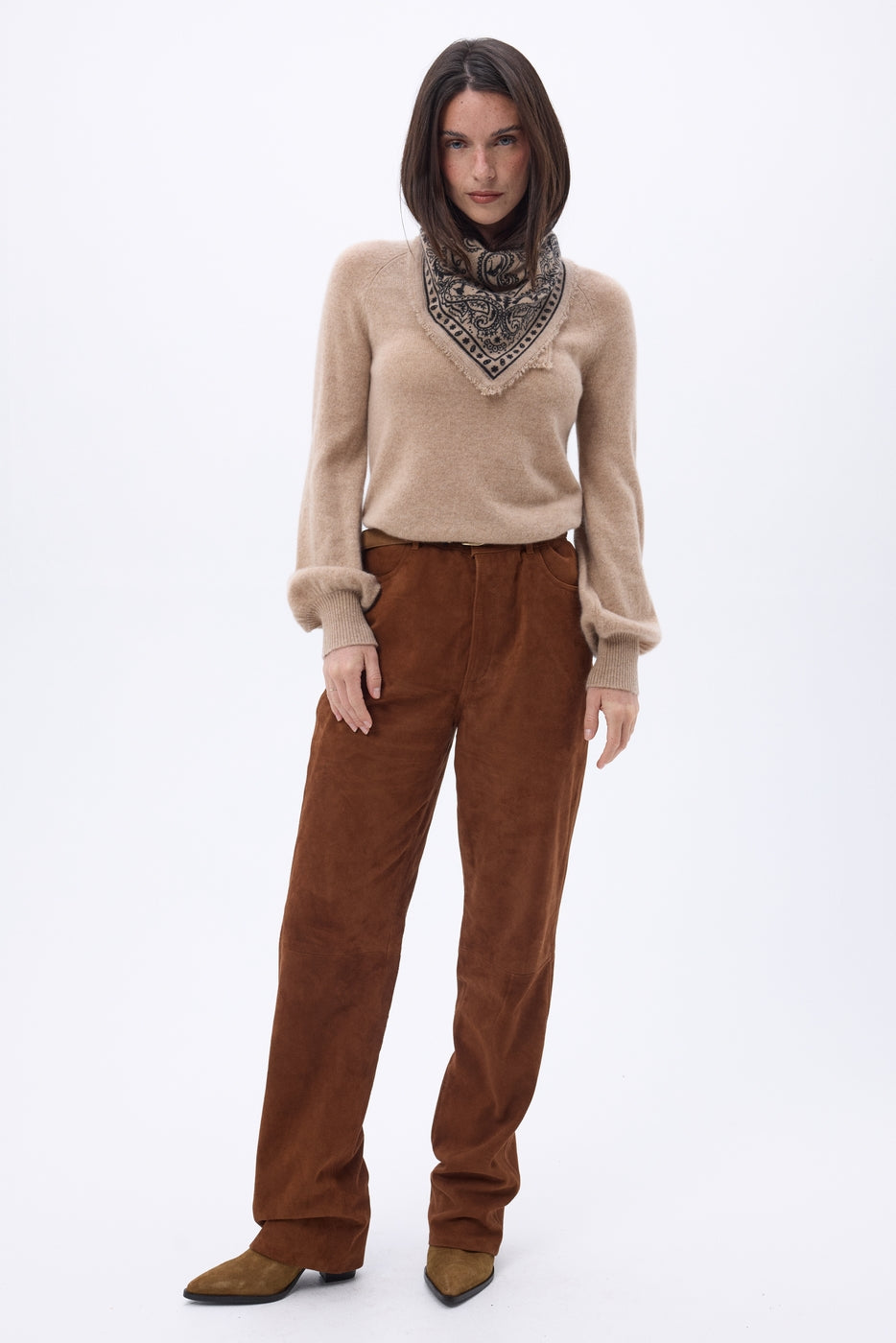 Petit Bandana Ski - Beige Creme - Femme - 100% Cachemire