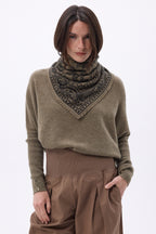 Lille bandana Ski - Meleret khaki - Dame - 100 % kashmir