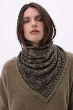 Lille bandana Ski - Meleret khaki - Dame - 100 % kashmir