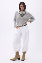Petit Bandana Astral - Blanc - Femme - 100% Cachemire