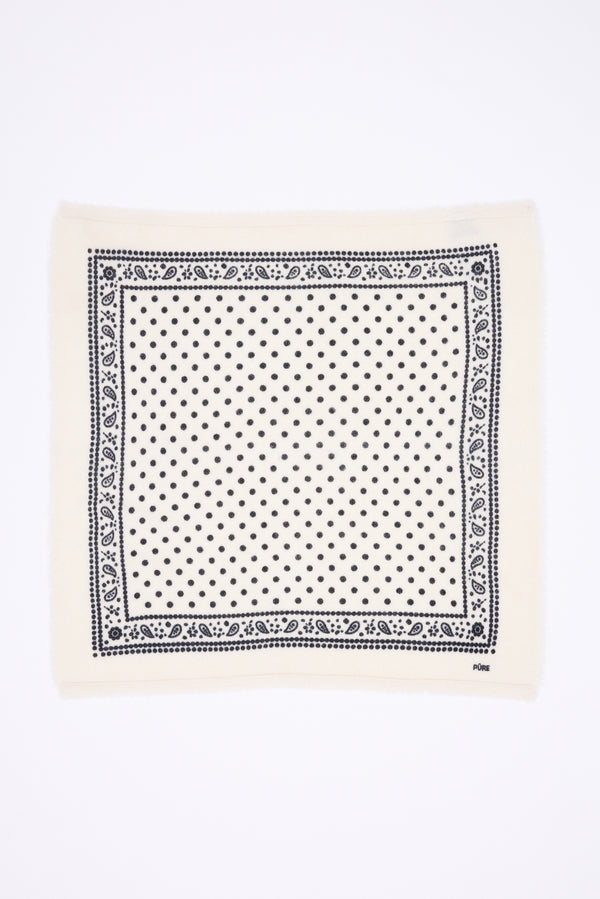 Petit Bandana Dotty - Blanc - Femme - 100% Cachemire