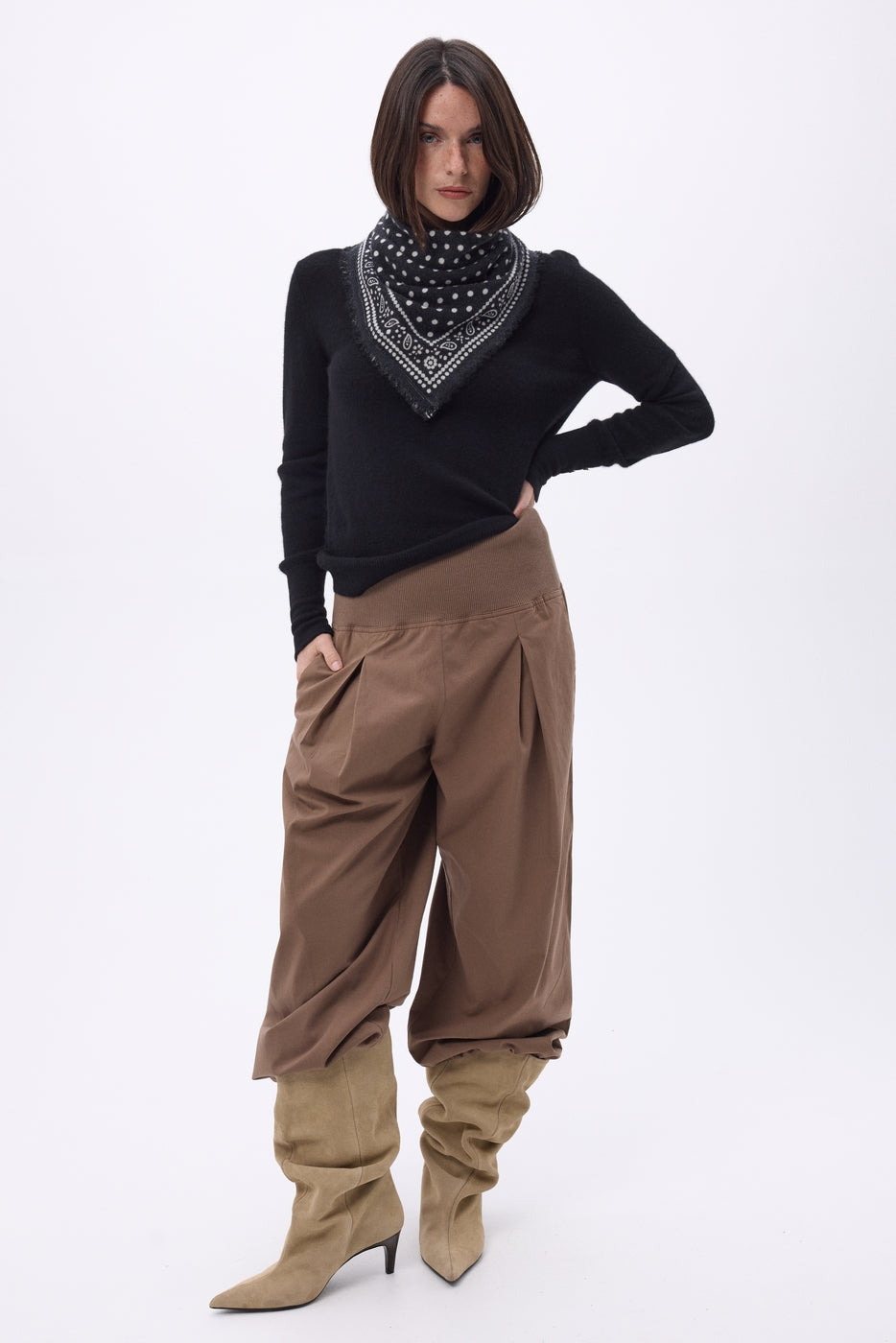 Petit Bandana Dotty - Noir - Femme - 100% Cachemire