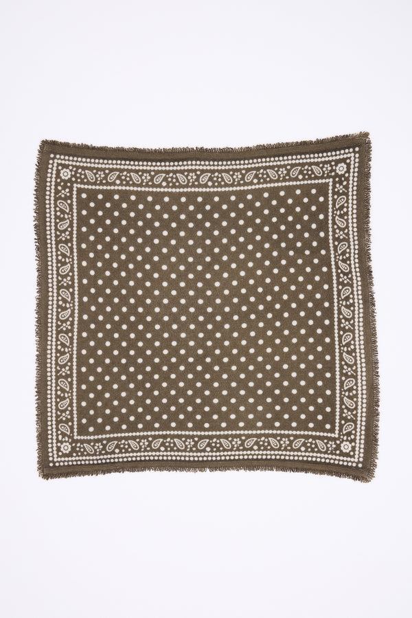 Petit Bandana Dotty - Khaki Chine - Femme - 100% Cachemire