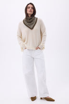 Petit Bandana Dotty - Khaki Chine - Femme - 100% Cachemire