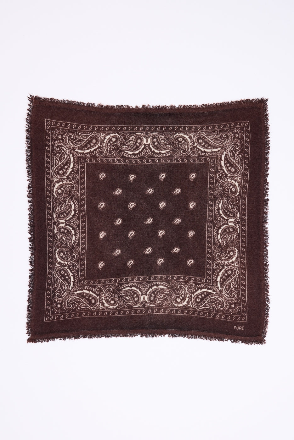 Petit Bandana Presley - Marron Blanc - Femme - 100% Cachemire