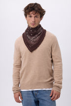 Petit Bandana Presley - Marron Blanc - Homme - 100% Cachemire