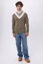 Petit Bandana Presley - Blanc Khaki Chine - Homme - 100% Cachemire