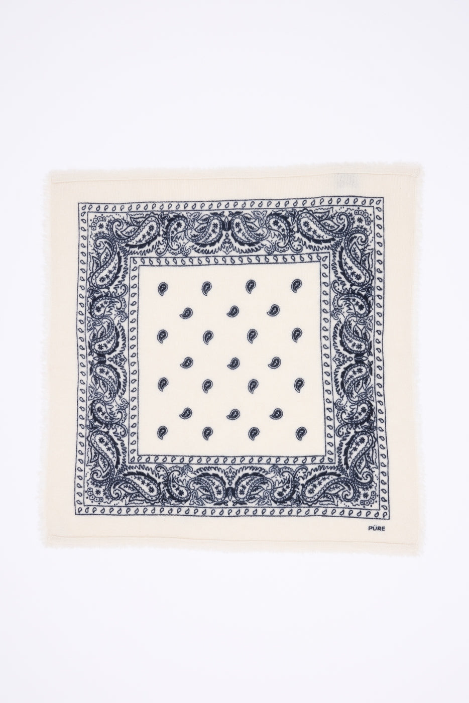 Petit Bandana Presley - Blanc Bleu Marine - Femme - 100% Cachemire
