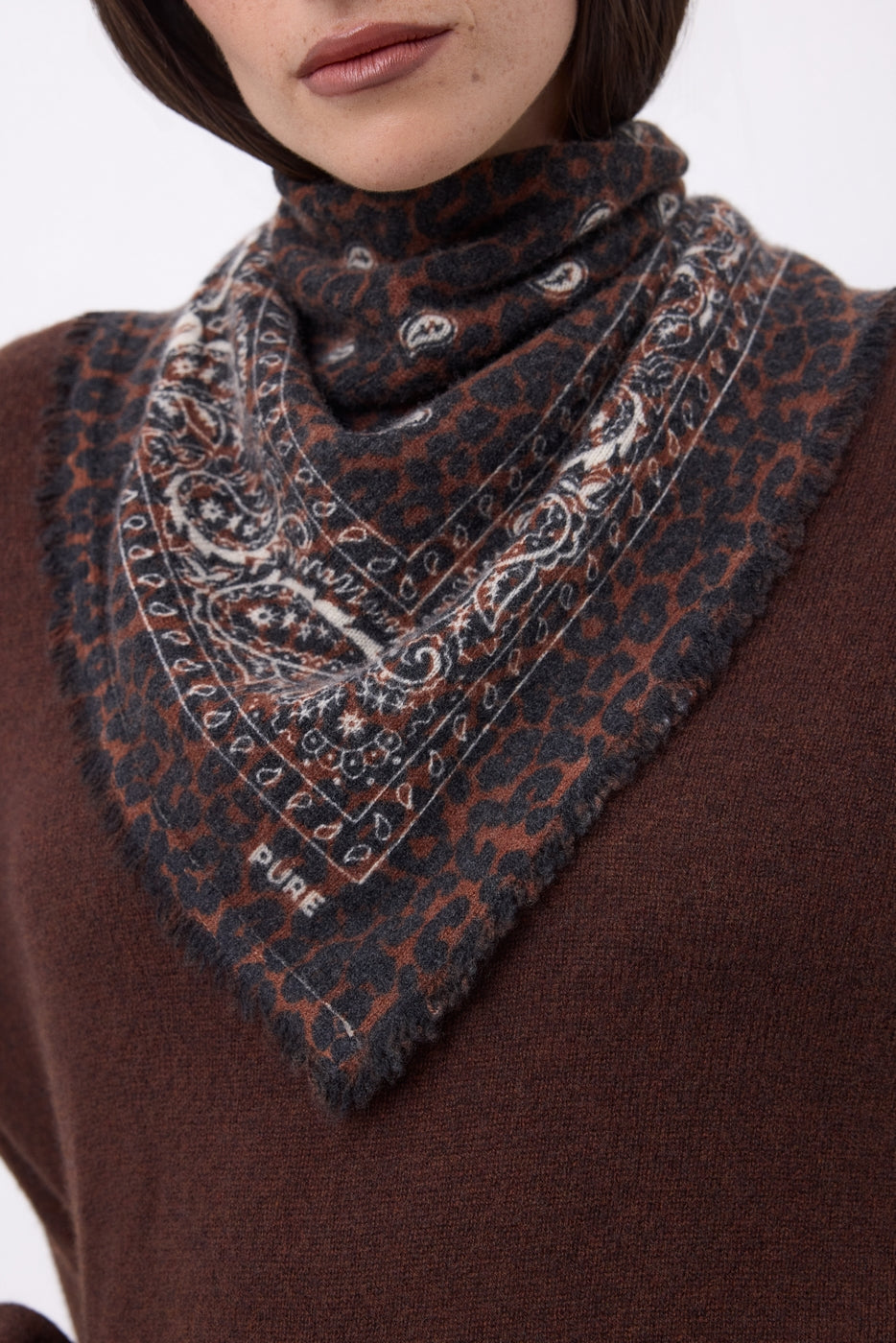 Bandana Piccola Presley - Leopard Bianco - Donna - 100% Cashmere